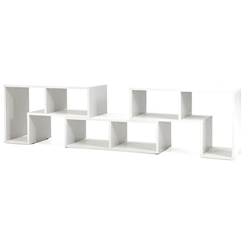 LOKO 3 Pieces Cube TV Stand, Modern Entertainment Center for up to 65 Inch TV, Minimalist TV Console Table, Free Combination Storage Bookcase Shelf for Living Room or Bedroom (White)