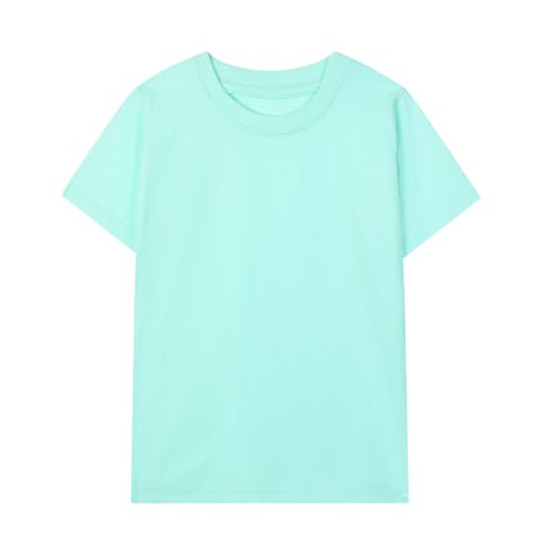 Image of HILEELANG Kids Boy Basic Plain Cotton T-Shirts Short Sleeve Crew Neck Summer Tees 4packs 6-12 Years