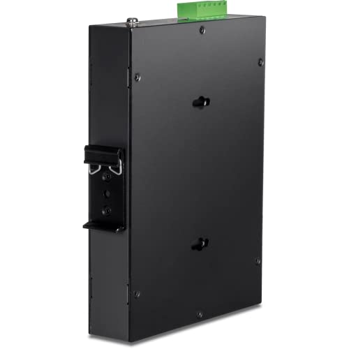 Image of TRENDnet 5-Port Industrial Gigabit PoE+ Switch, Wide Temperature Range -20 - 65C (-4 - 149F), DIN-Rail Switch, 50-55V DC, 4 x Gigabit PoE+ Ports, 1 x Gigabit SFP Slot, TI-PGM541, Black