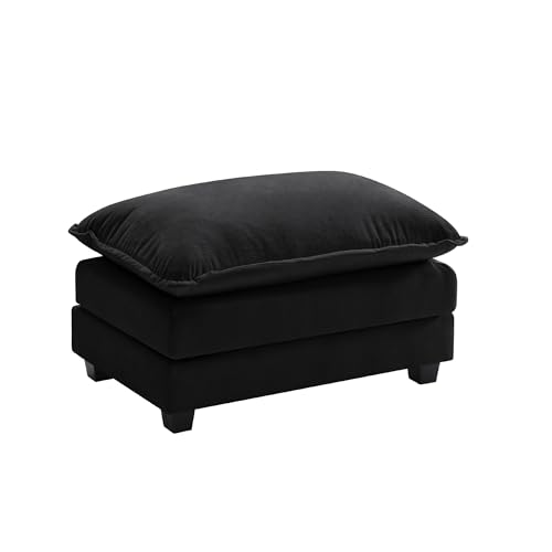 Image of Ihanherry Ottoman for Modular Sectional Cloud Couch, Chenille Deep Seat Sofa for Living Room, Bedroom and Apartment, Black