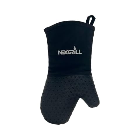 Nexgrill Silicone Grill Mitt, Non-slip Grip, Heat Resistant up to 450°, 7.75" x 14", Perfect Accessory for Outdoor Grilling and BBQ, Black, 530-0025 Cover