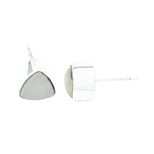 Boucles d'oreilles triangle en argent et pierre de lune arc-en-ciel, le cadeau d'anniversaire idéal