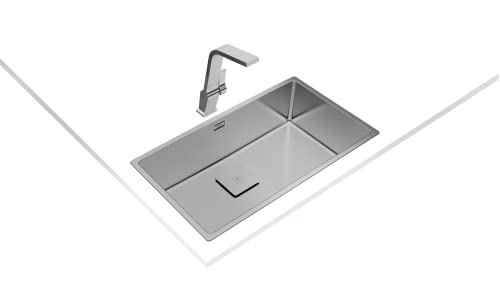 Teka FlexLinea RS15 71.40   Fregadero Cocina 1 Seno, de 80 cm, Triple Posibilidad de Instalación, Encastre, Enrasar, Bajo Encimera, Acero Inoxidable