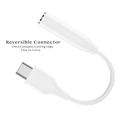 Image of Samsung Type C to 3.5mm Headphone Jack, Upgrade 32bit Hi-Fi Sound Compatible with Samsung Galaxy S24 /S23 /S22 /S21 /S20 (Ultra /Plus /Fe), Note 20 /20+ /10,Flip /S /A /F /M Series (White)