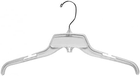 Miniatura 2 de Perchas transparentes de 100 perchas de plástico de 17 pulgadas para ropa, ropa al por menor, gancho giratorio con muescas Fabr para colgar ropa