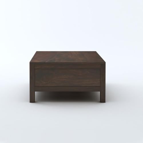 Image of MAMTA DECORATION Solid Sheesham Wood Coffee Table for Living Room | Wooden Center Table with 3 Drawers Storage for Home, Hall & Lounge | Modern Tea Table | Rectangular Coffee Table | Walnut Finish