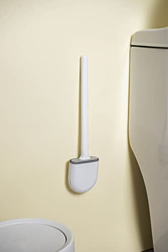 Image of Silicone Toilet Brush, Flexible Brush, Toilet Cleaning Brush, Long Handle, Wall Mount, hygienic Brush