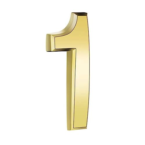 3 Inch Gold Modern House Numbers Mailbox Numbers 0-9 3D Self-Adhesive Street Door Home Address Metal Numbers for Outside or Inside Signs Easy Install (Gold-1)