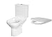 Produktbild Keramik Stand- WC Toilette Komplett -Design- Set mit Spülkasten WC- Sitz aus Duroplast mit Absenkautomatik SoftClose-Funktion für waagerechten Abgang Wasseranschluss Spülrandlos City