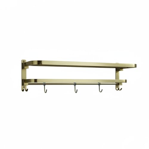 Image of BonKaso 24-Inch 304 Stainless Steel Rectangular Towel Rack | Wall-Mounted Rustproof Towel Holder Rod Bar for Bathroom Towels | Space-Saving Design with Antique Finish