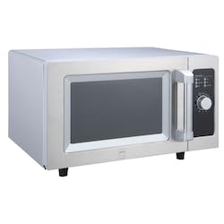 METRO Professional Microonde GMW1125-K, Acciaio Inox, 1000 W, 25 L, Controllo con Manopola, Timer di 6 min, Maniglia Ergonomica, argento