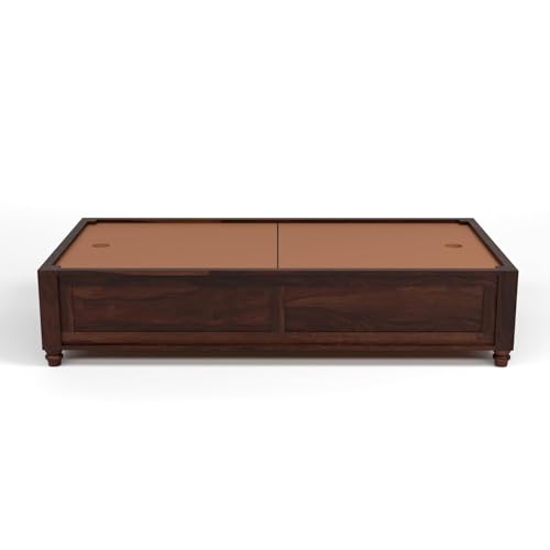 Image of PS DECOR Solid Wood Divana Cot for Home Hall || Diwan Cum Bed with Storage || 3 Seater Sofa Cum Couch || Divan Bed for Living Room || Without Pillow&Mattress (Walnut Finish)