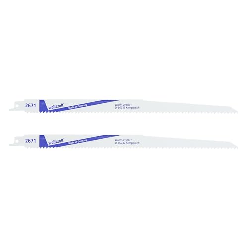 wolfcraft 2 Säbelsägeblätter BIM I 2671000 I für Holz mit Nägeln, MDF, Kunststoff - flexible, bruchsichere Sägeblätter 280 mm mit 4,2 mm Zahnabstand