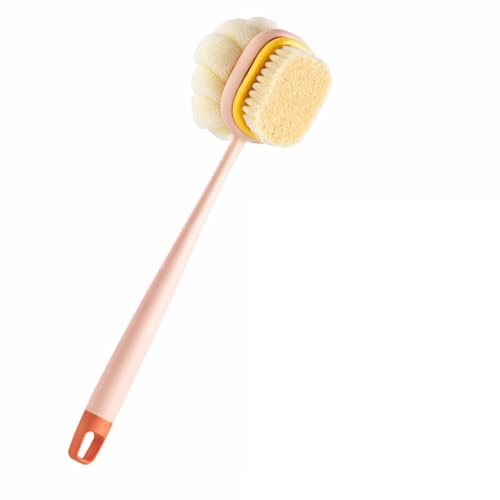 Image of KLIMET 2-in-1 Silicone Body Bathing Brush with Long Handle | Soft & Firm Bristles Back Scrubber for Deep Cleaning, Exfoliation & Dirt Removal | BPA-Free Shower Brush for Men & Women (Multicolour)