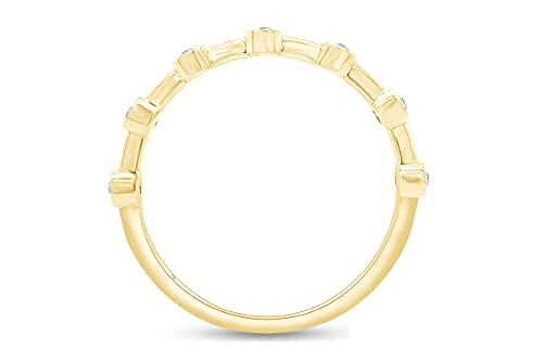 SAVEARTH DIAMONDS 7-Stone Design, 1/10 Carat Round Cut Lab Grown Diamond Bezel Set Half Eternity Wedding Band Ring In 10k Gold Jewelry For Women, (0.10 Cttw) 5