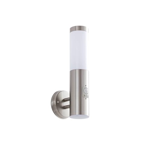 Outdoor Wall Light 'Kristof' with Motion Detector (Modern) in Silver Made of Stainless Steel (1 Light Source, E27) from Lindby | Wall lamp for Exterior/Interior Walls, House, Terrace und Balcony