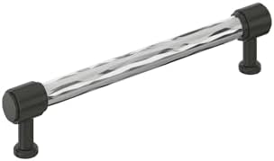 Signature Hardware 954060-6516 Lazzara 6-5/16 Inch Center to Center Hammered Bar Cabinet Pull - Polished Chrome/Matte Black