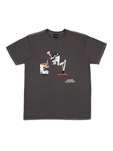 Dexters Laboratory Dexter & Mandark Arguing Crew Neck Short Sleeve Charcoal Adult T-Shirt-XL