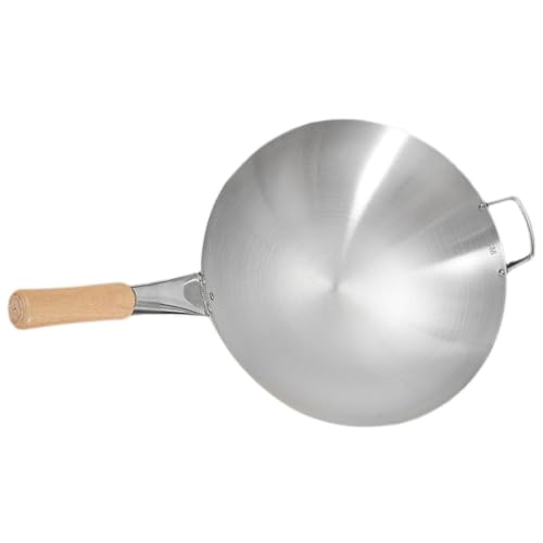 Sartén Wok de Acero Inoxidable 12 pulgadas con Mango de Madera miniatura 1