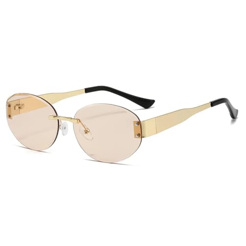 Lunettes de soleil ovales de style vintage luxueux avec monture métallique fine premium 15509-C4