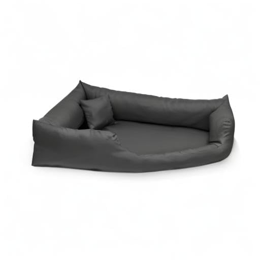 Juelle Hundebett aus Kunstleder, Eckbett für mittlere und große Hunde, flauschiges Hundekissen, Sofa Gabi, L - 100x100x22 cm