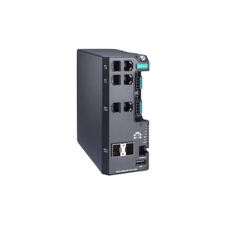 Moxa EDS-4008-4P-2GT-2GS-LVA, Managed Gigabit Ethernet Switch,4 10/100BaseT(X) Ports con 802.3bt PoE,2 10/100/1000BaseT(X),2 100/1000BaseSFP Ports, Entrada de alimentación dual, 48 VDC para PoE, -10 a 60°C miniatura 1