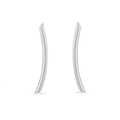 Boma Jewelry Sterling Silver Minimalist Long Curved Bar Ear Crawler Stud Earrings