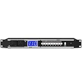 Depusheng 10 Steckdosen, 10 A, 2000 W, digitaler Audio-Sequenzer, Rackmontage mit präziser Echtzeit-Spannungsanzeige, geeignet für Zuhause, KTV, Klassenzimmer, Bühnenstudio, Schwarz (D228)