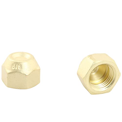 3/8Inch Flare Cap Rlecs 2Pcs 3/8" Brass Flare Compression Cap Fitting Sae 45 Degree Flare Fitting Flare Nut #TOP1