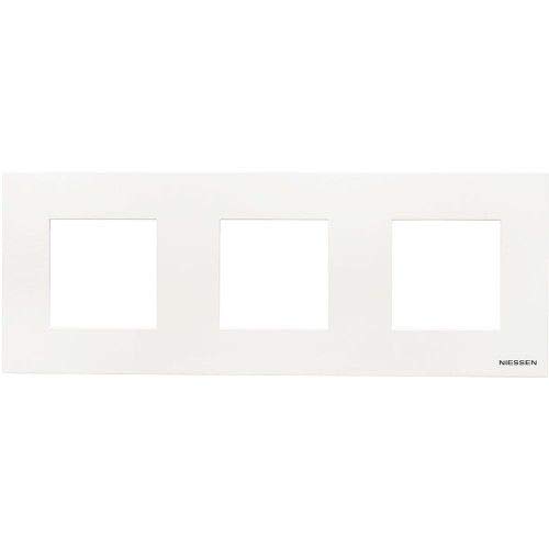 CABLEPELADO Marco compacto para 3 elemento Niessen Zenit | Marco de 3 elemento y bastidor | N2273BL | 85x227 mm | Apto para superficie y empotrar | Color Blanco | 3 Elementos