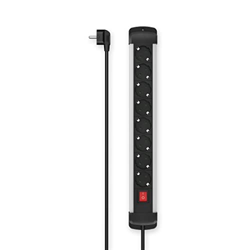 Regleta de 8 enchufes de aluminio Hama con cable de 1.5 metros para mesa