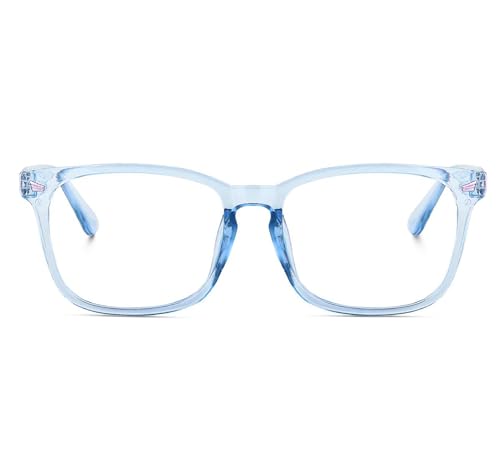 Image of Blue Light Blocking Computer Glasses for Men & Women, Square TR90 Lightweight Eyeglasses Frame, Anti Eye Strain UV Protection, Clear Lens for Gaming Office Reading