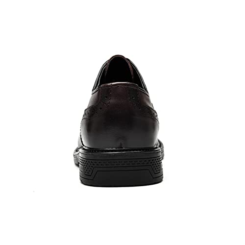 Single Season Shoes Dress Oxford for Men Lace Up Round Burnished Toe Brogue Embossed Wing Tip Leather Slip Resistant Rubber Sole Anti-Slip Business Very Popular Among Young People4