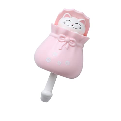 BESPORTBLE Lovely Pink Cat Shape Hook No Trace Sticky Hooks for Key Bag and Coat Holder