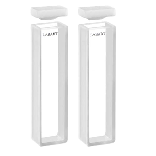 Image of LABART Glass Cuvette (Pathlength: 2mm, Volume: 0.70ml with PTFE Cover, Spectrophotometer) Set of 2 Pcs with Transmission Certificate