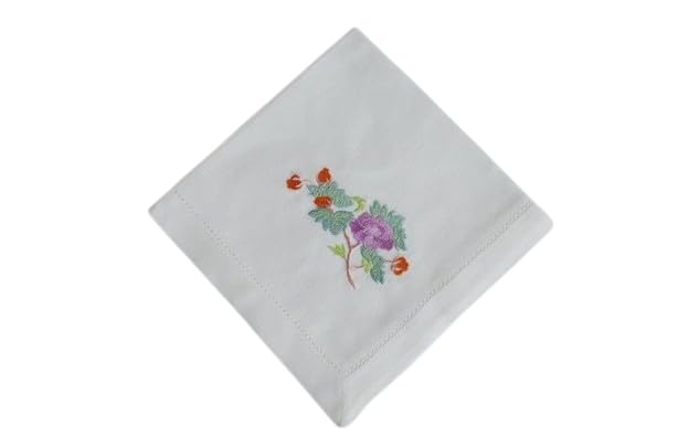 Shree adodhya women hankerchief with purple rose flowers design embroidery,white colour and cotton handkerchief with embroidery set of 2.-image-30