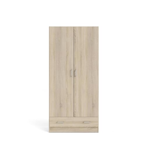 Dmora - Armoire à Deux Portes et Un tiroir, Couleur chêne, 79 x 35 x h171 cm – vue 7