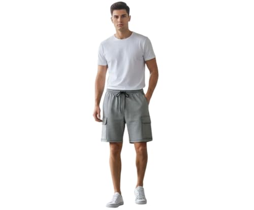 Image of Imsa Moda Men's Polycotton Relaxed Fit Shorts | Half Pant with Drawstring & 4 Pockets | Lightweight Casual Shorts for Men