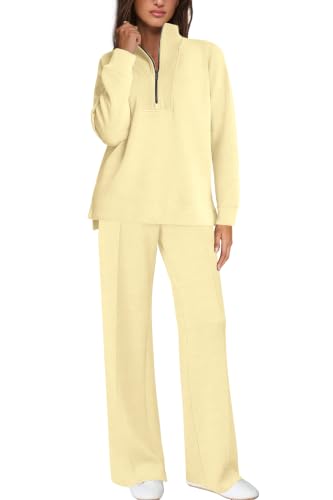 Yanekop Womens 2 Piece Tracksuit Half Zip Sweatsuits Long Sleeve