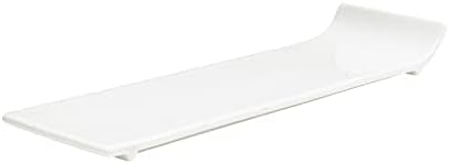 Vikko Platos rectangulares para aperitivos, juego de 6 platos blancos pequeños con borde elevado, elegante vajilla para servir entradas, aperitivos