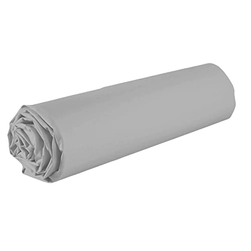 Drap Housse 100% Coton 57 Fils avec Bonnet 30 cm Gris Clair 160 x 200 cm Cover