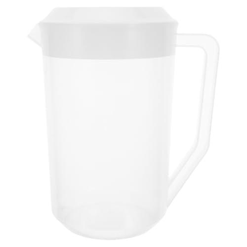 Image of 1PC Plastic Large Water Pitcher with Lid, 4L / 140oz Carafes Mix Drinks Water Jug, Plastic Straining Pitcher Round Lid for Hot /Cold Lemonade Juice Beverage Jar Ice Tea Kettle (White)