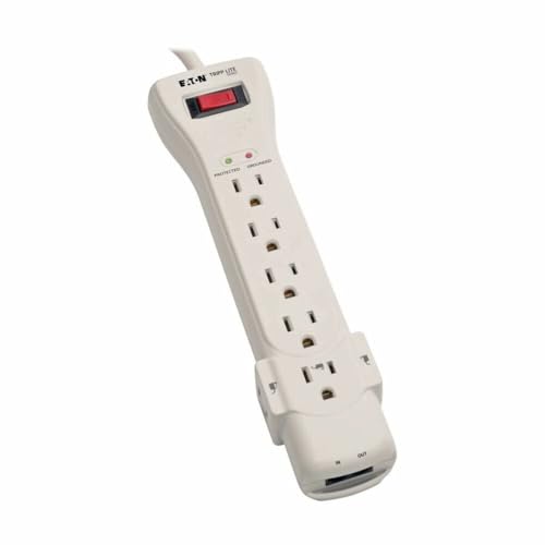 Tripp Lite Power Strip, Surge, 7 5-15R, 5-15P, 15 ft., Light Gray Super 7 TEL 15-1 Each