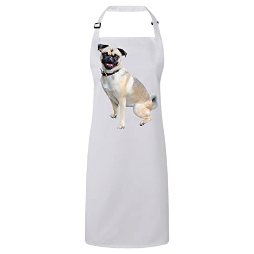 Tablier cuisine carlin beige animal domestique mignon cadeau idéal de chef