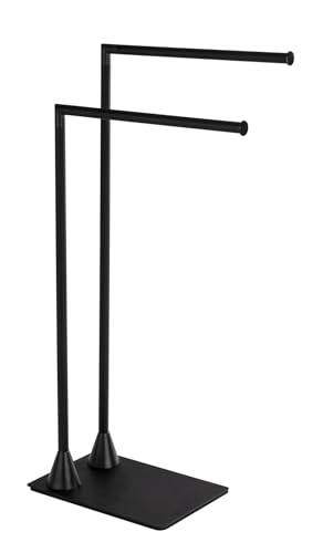 WENKO Piantana portasalviette Hella - Stender portabiti, Acciaio, 43.5 x 78.5 x 20 cm, Nero
