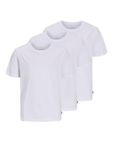JACK&JONES JUNIOR Boy's JJEORGANIC BASICTEE SS O-Neck 3PK MP JNR T-Shirt, White/Pack:W. 3xWhite,