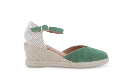 Espadrilles compensées en daim vert Melluso d'exception