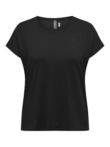 ONLY Damen ONPAUBREE SS Loose TR Tee Curvy-Opus Sporttop, Schwarz (Black Black), 40 (Herstellergröße: 40/42) – Ansicht 1