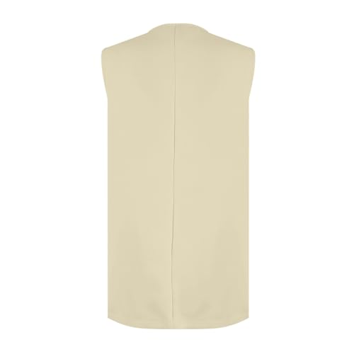 KIKX0DE Women Fall Fashion Sleeveless Blazer Jackets Lightweight Single Button Waistcoat Open Front Work Office Vest Top4