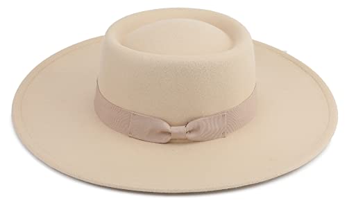 Pro Celia Big Wide Brim Women Fedora Hat (Oval-Rice) #TOP7